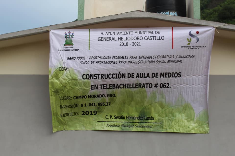 Presidente Municipal da por iniciada la construcción del aula de medios de telebachillerato 062
