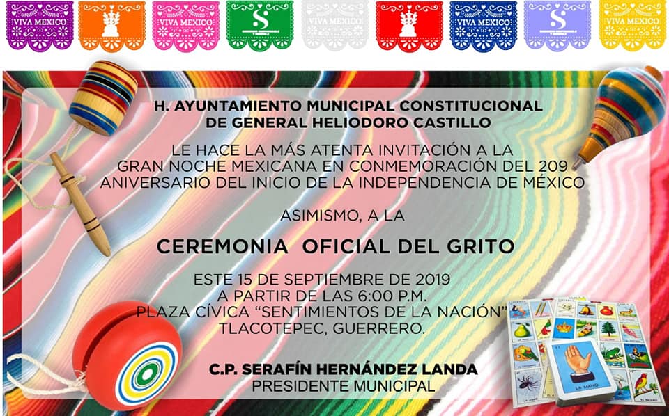 El H. Ayuntamiento INVITA al Grito de Independencia