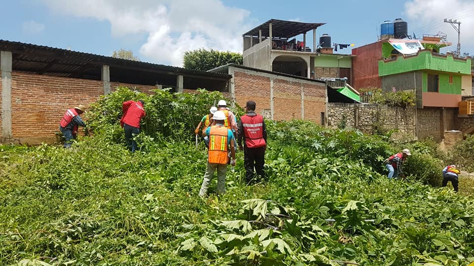 Protección Civil limpia la barranca «Los Fresnos»