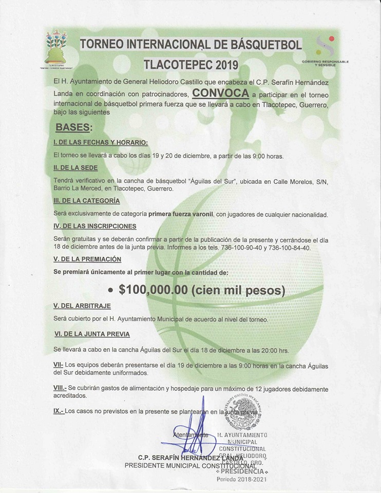 Aviso. Torneo de Básquetbol